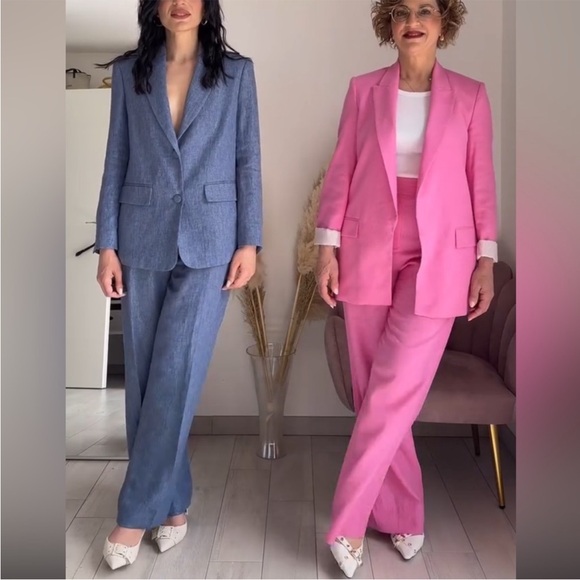 ZARA 2 PIECES MATCHING SET SHINY FABRIC JACKET & SHINY FABRIC STRAIGHT LEG PANTS - Picture 4 of 15